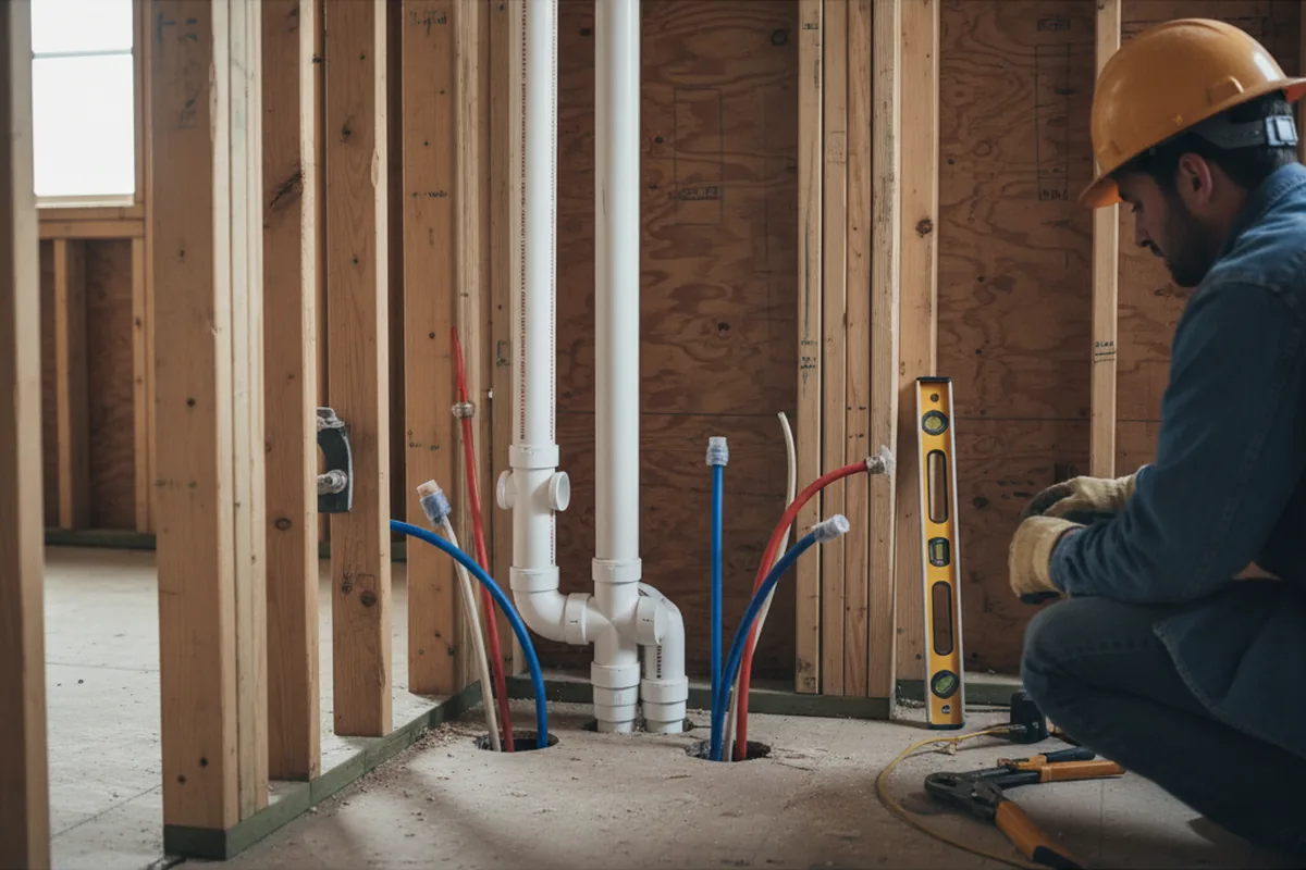 Drain and supply rough-in during Drain Cleaning in Valentines