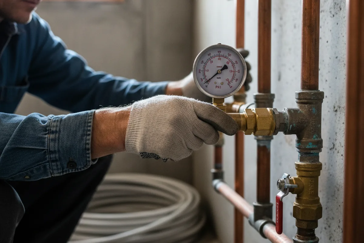 Pressure testing a repaired line during Water Line Repair in Valentines